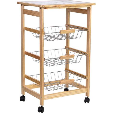 Carro de cocina de madera 47x37x79h cm (1/5)
