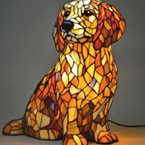 Golden Retriever de profil Taille : 17 cm Version avec interrupteur USB indépendant - Décoration en résine, veilleuse LED, statu