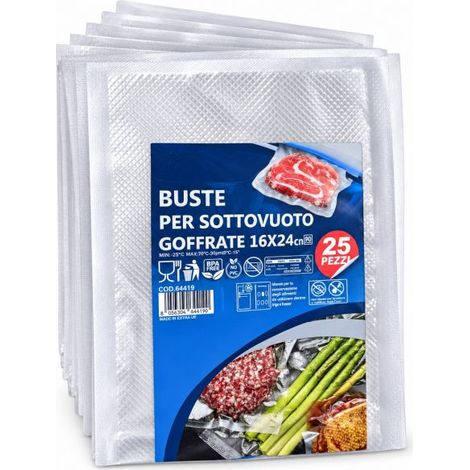 25 Sacchetti Sottovuoto 16x24 cm – Buste Goffrate BPA Free 64419
