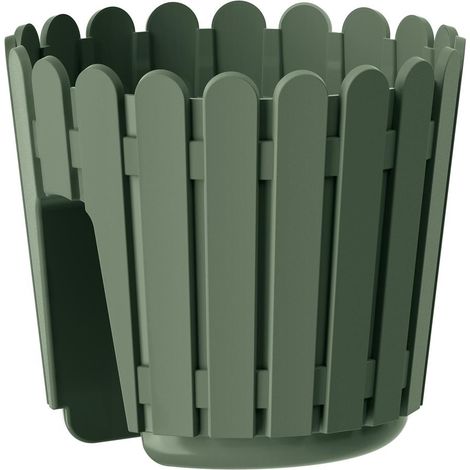 Poétic – Pot pour rambarde LANDHAUS – Vert laurier, Ø 29,5 cm, H 26,5 cm, plastique