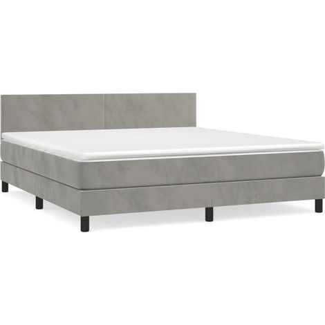 Maison Exclusive - Cama box spring con colchón terciopelo gris cl (1/5)