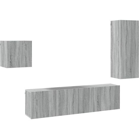 Maison Exclusive - 4-tlg. Wohnwand Grau Sonoma Holzwerkstoff (1/5)