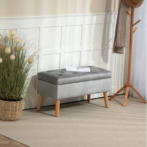 Banc avec rangement 80x35x40 cm gris – coffre dissimulé, sans matelas (1/5)
