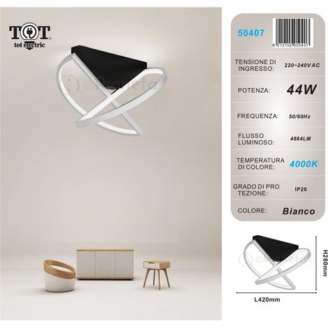 Plafoniera led 44w bianco oro lampadario da soffitto design moderno luce fredda naturale Bianco - Luce naturale