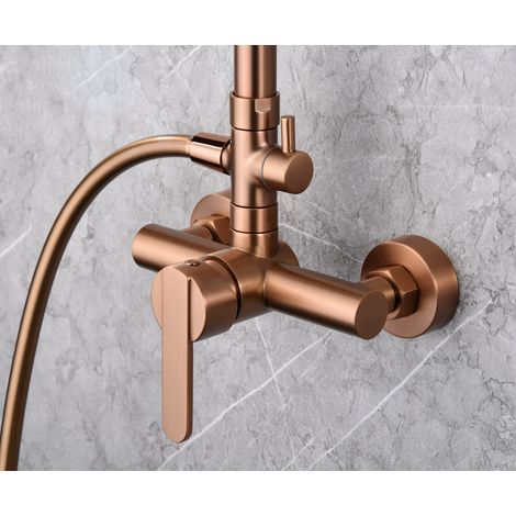 Barra de ducha monomando extensible hecha de acero inoxidable con acabado oro rosa cepillado Roma de Imex