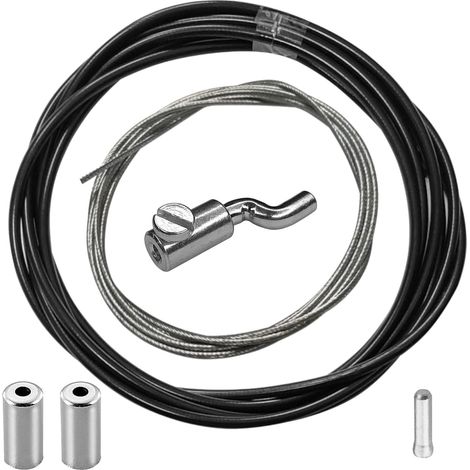 Kit Réparation Universel Tondeuse - 1 Ensemble - Acier et Téflon - Remplacement Câble Commande - Tracteur Motoculteur - 2 Mètres Noir (1/4)