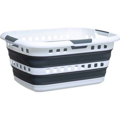 - corbeille à linge pliable 45l \"hugger\" gris et blanc