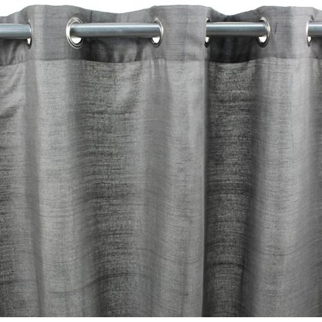 SOYANCE - Rideau en coton et effet soie à oeillets gris 130x250 (1/3)