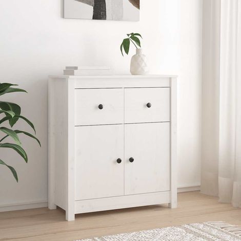 Sideboard Weiß 70x35x80 cm Massivholz Kiefer