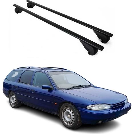 OMAC Dachträger Querträger für Ford Mondeo I Kombi 1993-2001 – Abschließbar – Max. 75 kg – 2 Stangen Stahl Schwarz (1/5)