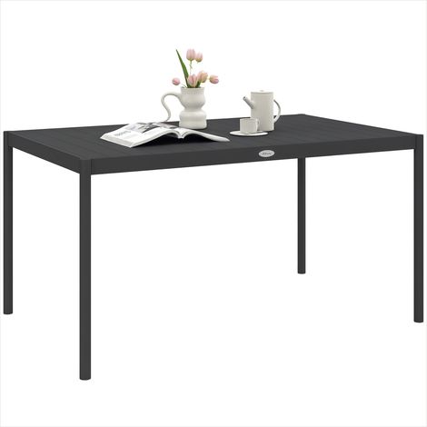 Table de jardin en aluminium 145 x 90 cm pour 6 convives Gris (1/5)