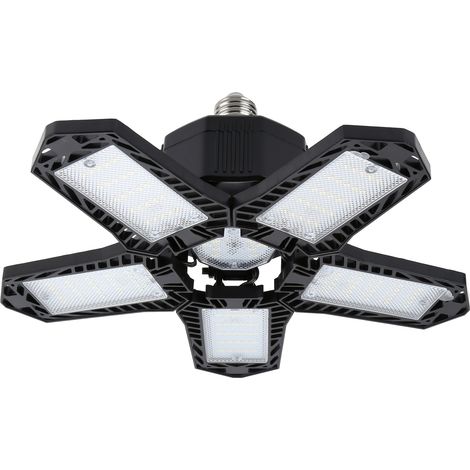 Lampe de Garage LED Pliable, Luminaire Plafond E27 20W 1500LM 5 Feuilles pour Atelier Entrepôt 85‑265V (1/5)