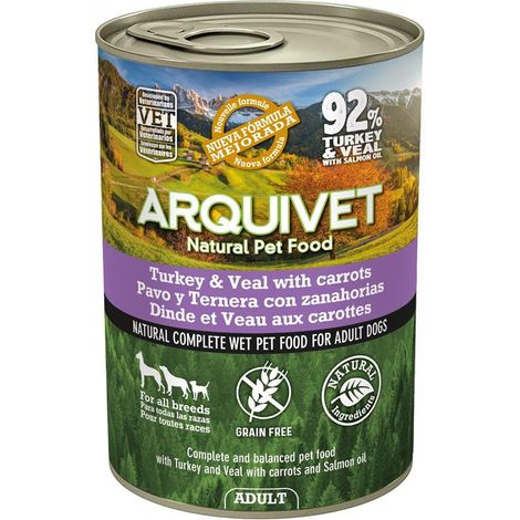 Arquivet Nassfutter für Hunde mit Pute und Kalbfleisch 400 g