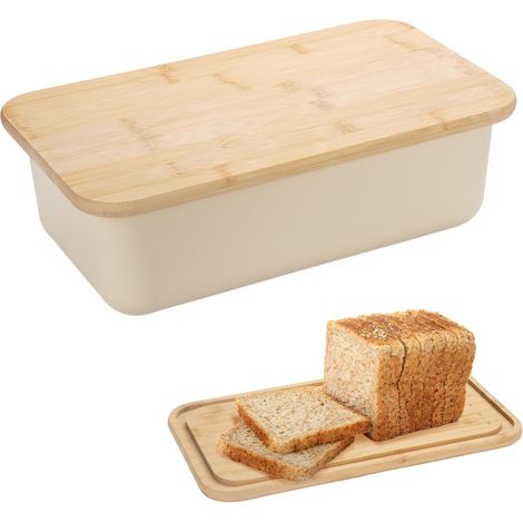 Boîte à pain avec couvercle et planche à découper – 7,5 L – PP – Blanc (1/5)