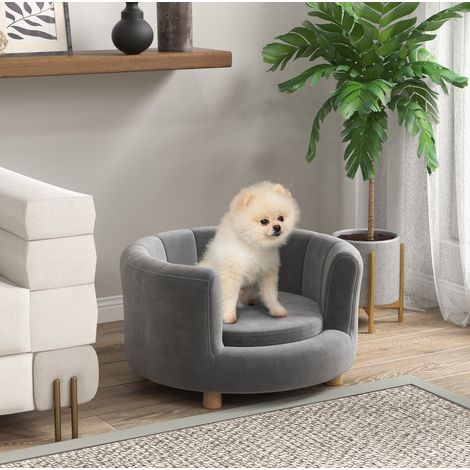 Divano per cani e gatti con schienale grigio OKMYHOME (1/3)