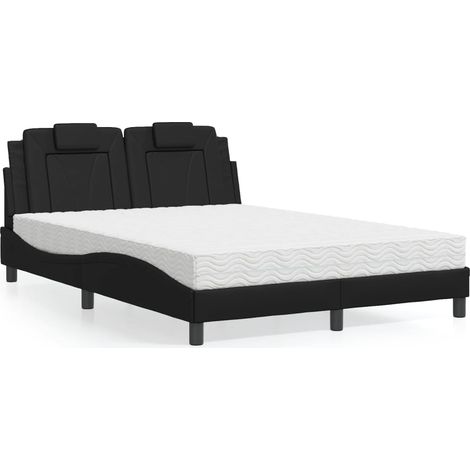 Bett "Viana" mit Matratze Schwarz 120x200 cm Kunstleder