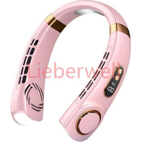 Ventilateur Tour de Cou Portable Rose Rechargeable 5 Vitesses LED Ambiance 4000mAh Silencieux USB,C Sport Voyage Bureau (1/5)
