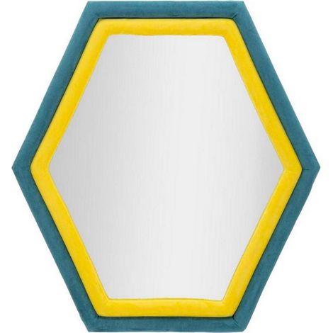 Miroir Balla, structure bois noble, structure tissu, 4x80h cm bleu