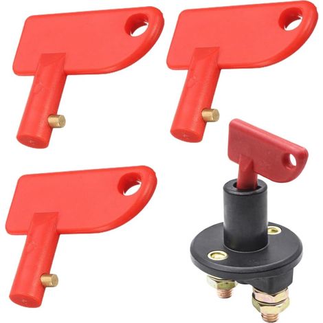 3 Pièces Clés pour Interrupteur de Batterie de Voiture,Auto Batterie Coupée des Clés, Clé Coupe-Batterie, Clé Coupe Circuit Batterie,Clé de Commutateur D'Isolateur de Batterie (1/5)