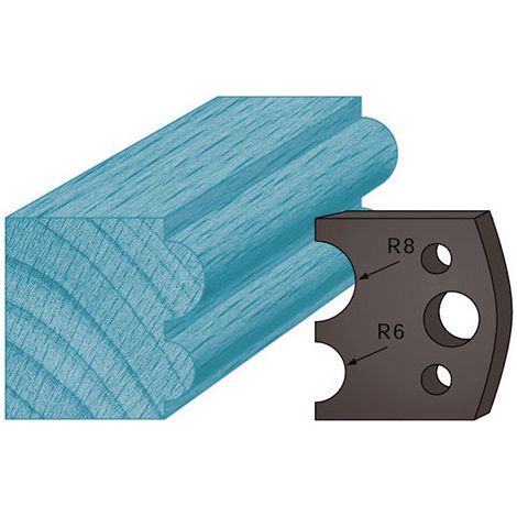 Diamwood Jeu de 2 Contre-Fers Profilés avec Boudin Double A51 - Ht. 38 x 4 mm - 24 x 38 x 4 mm - Épaisseur 4 mm - Denture boudin - Acier pour porte-outils de toupie. (1/2)