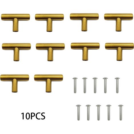 10er-Packung 2-Zoll-Schrankgriffe, gebürstetes Messing, Edelstahl K