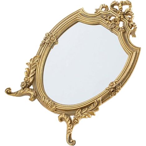 Miroir Cosmétique Doré Vintage en Résine Format Bureau Miroir Décoratif pour Chambre et Salle de Bain Style Ancien (1/5)
