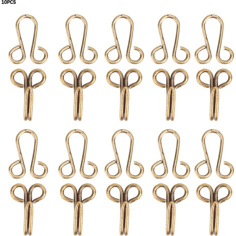 10 attaches pour manteau en fourrure - Fermoirs de qualité pour vêtements (Bronze) (1/5)