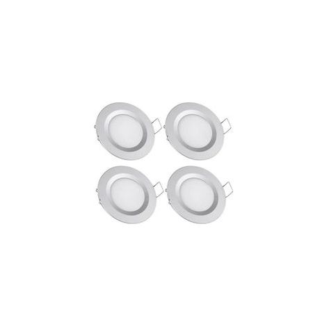 4 x Spot LED Encastrable 12V Trou 58-65mm 3W 3200K Plafonnier Encastré pour Camping-car Bateau Caravane Van Yacht Blanc chaud (Finition argentée) (1/5)