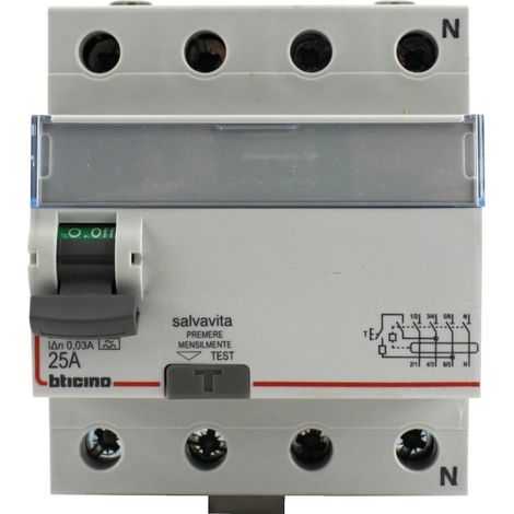 BTicino G743A25 Interruttore Differenziale Salvavita 4P Tipo A In= 25A (1/2)