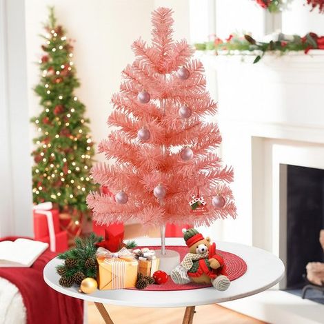 GBLY Weihnachten Rosa Kunst-Weihnachtsbaum 60cm Dichte Äste -PVC-Material