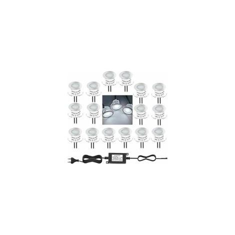 Un ensemble de 16 mini spots LED encastrés d'extérieur, étanches IP67, blanc lumière du jour 4500K, 32 mm, 0,6 W DC12V, adaptés aux allées, patios, cabanes, piscines et escaliers (1/5)