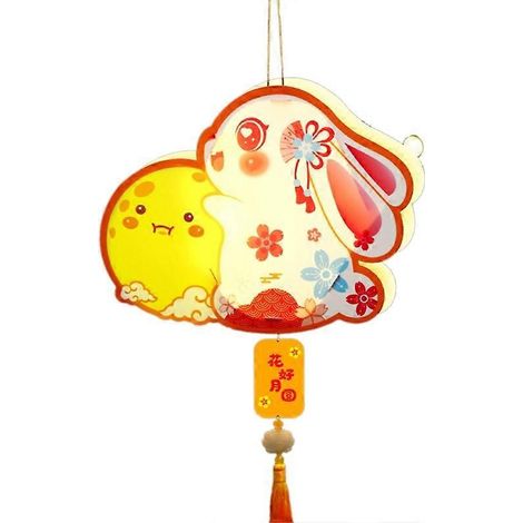 Tragbare, leuchtende Hasenlaterne zum Selbermachen – Wolkenmotiv, ideal als Kindergeschenk, für die Mondfestfeier oder als Mondhase zum Halten.