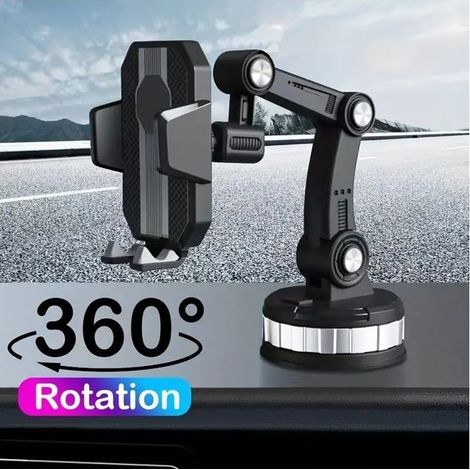 1 support universel téléphone voiture, rotation 360°, fixation pare-brise, compatible iPhone Samsung Xiaomi, conduite mains libres (1/5)