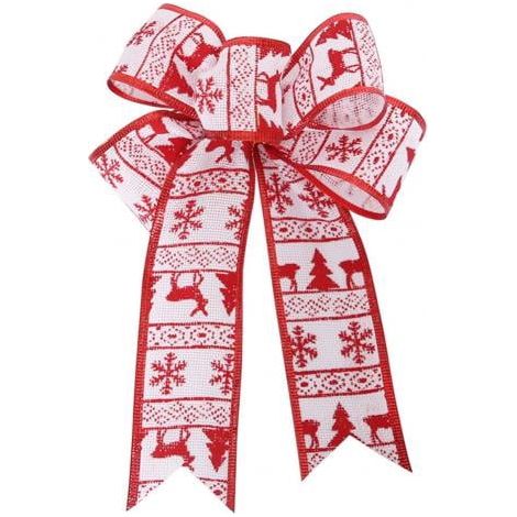 Ribbon - Guirlande De Nœuds De Noël Rouge - Décoration Pour Porte Avant Arbre Et Couronne - Intérieur Extérieur - 6 Pièces - 24 X 19 Cm (1/5)