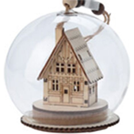 Sfera di vetro con scena Led decorazione natalizia h 10 cm -Modello 4 (1/4)