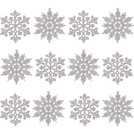 Adorno De Copo De Nieve - 36 Unidades - Plástico Brillante - Diámetro 10 Cm - Para Árbol De Navidad Y Decoración Festiva (1/5)