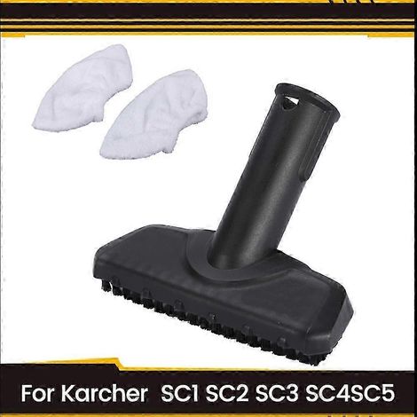 Brosse à embout portatif compatible avec les nettoyeurs vapeur Kärcher SC1 SC2 SC3 SC4 SC5, dotée d'une serpillière en microfibre. (1/5)