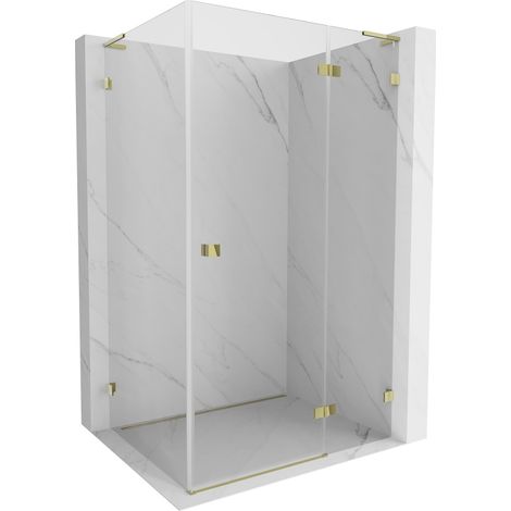 Mexen Lunar L cabine de douche pivotante droite 100 x 90 cm, transparent, dorée - 834L-100-090-50-00-P (1/5)