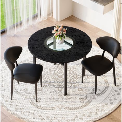 MEUBLIV Ensemble table ronde 100 cm noire – 2 chaises, sans matelas (1/5)