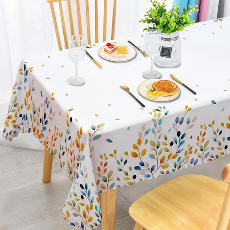 Nappe lavable, Eucalyptus pour jardin rectangulaire résistante aux intempéries avec motif floral en polyester, nappe imperméable pour table de jardin extérieure, cuisine, table à manger, jardin (1/5)