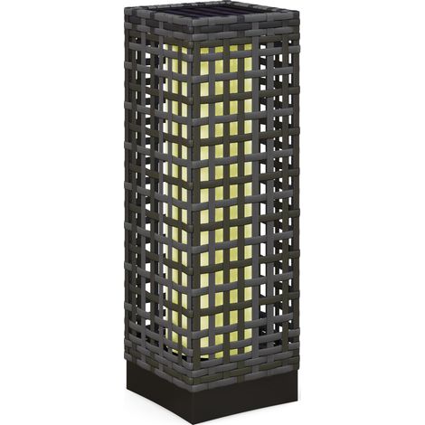 Lampe solaire en rotin, balise étanche avec capteur de luminosité, lampe de jardin LED automatique, éclairage extérieur pour balcon, gris acier
