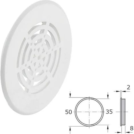 Cyclingcolors – Grille d'aération VMC 50 mm – Ventilation plastique – Cache perforé à encastrer – Lot de 2 pièces