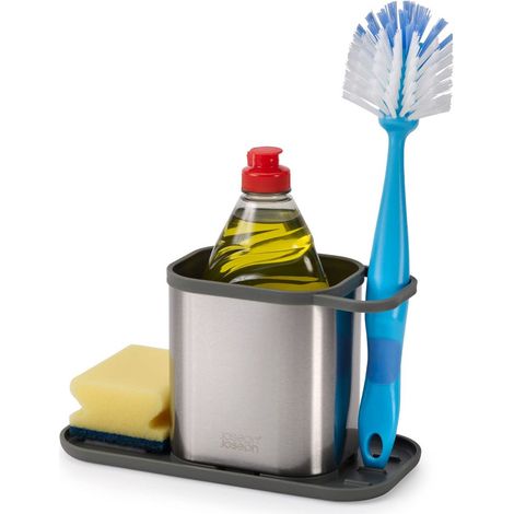 Joseph Joseph Duo Organizzatore per Lavandino Cucina, Organizer lavello con Appoggia Spugna, Acciaio Inox (1/2)