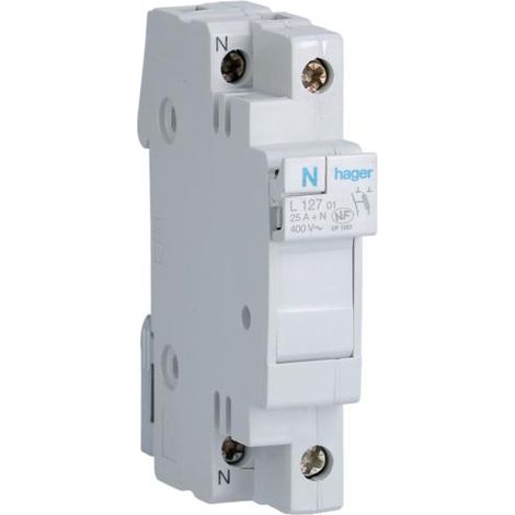 Coupe-circuit 1P+N 25A 400V domestique 1M HAGER L12701