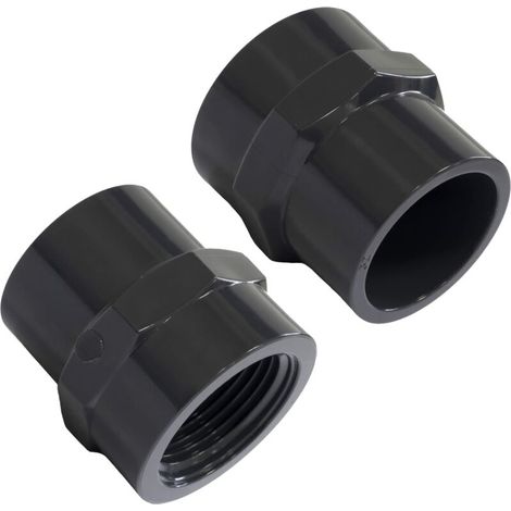 C62149 - Lot de 2 Mamelons/manchons mixtes taraudés femelle à coller Ø32mm-femelle à visser 1'' - raccord pression de tuyaux 10 bars - embout mixte - en plastique