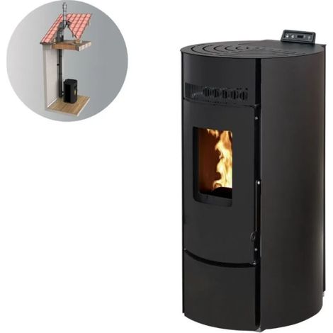 Pack Poêle à granules LEANDRO 9 Etanche + Kit Conduit Vertic (1/5)
