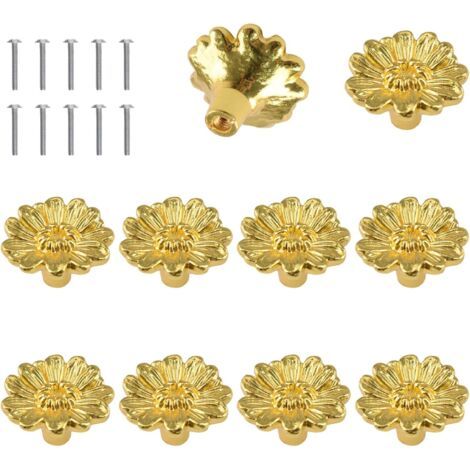 Set mit 10 blütenförmigen Schrankknöpfen aus Zinklegierung für Kleiderschränke, Schubladen, Kommoden, Einzelloch (1/5)