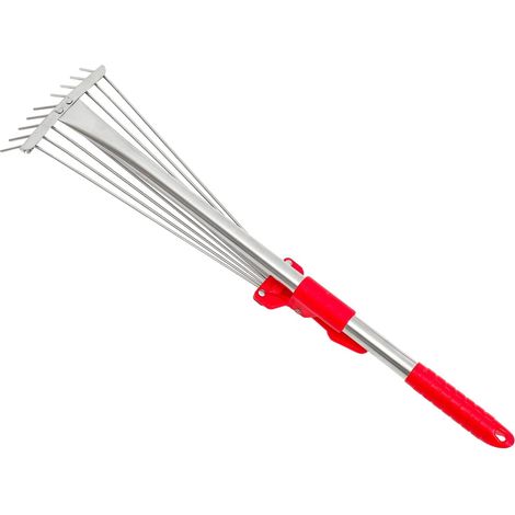 Râteau pour Jardin Robuste en Acier Inoxydable Manche Rétractable et Résistant à l'usure, Jardinage et L'aménagement Paysager (1/5)
