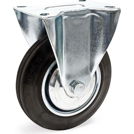 Wiltec Roulette fixe – Ø 160 mm – Capacité de charge 130 kg – Roue en caoutchouc et Jante en métal – Transport Appareil Accessoire Meuble (1/5)