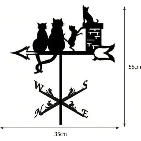 Maison pour chat Girouette en métal Support pour girouette extérieure Décoration artisanale Ferme Cour Jardin Pavillon